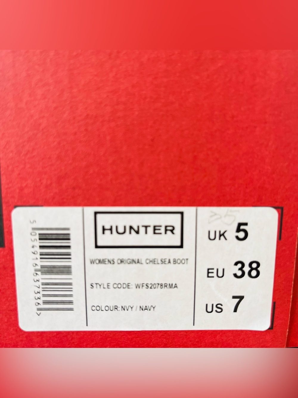 Hunter Original Chelsea Boots Rubber Slip-On Navy WFS2078RMA Women's Size 7 NIB - Picture 7 of 7